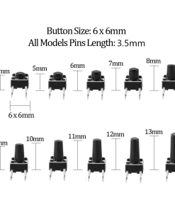 20x Mini pulsador para PCB 6x6x9 mm 4 pines SPST NO