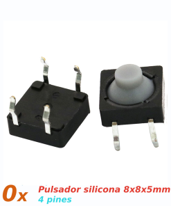 10x Pulsador silicona 8x8x5mm silencioso 4 pines SPST NO